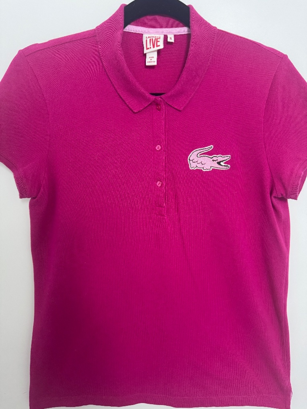 Lacoste LIVE Pink Polo Shirt Women’s XL Oversized Croc Logo